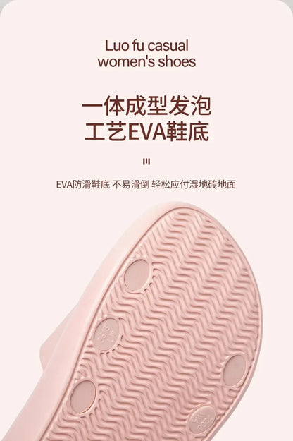 LUOFU Ladies Slippers Anti-Slip Soft Sole Fashionable Thick Bottom Women's Slip-On Shoes Comfortable Home Footwear