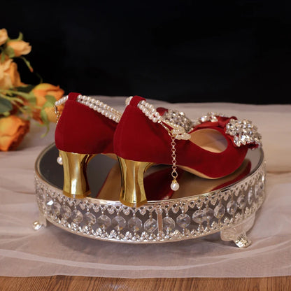 Red Wedding Shoes Women's 2025 New High Heels