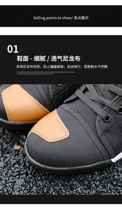 Motorcycle Shoes Men Riding Boots Casual Flat Shoes Anti-collision Toe Heel Protection Outdoor Cycling Motobike Sports Sneakers