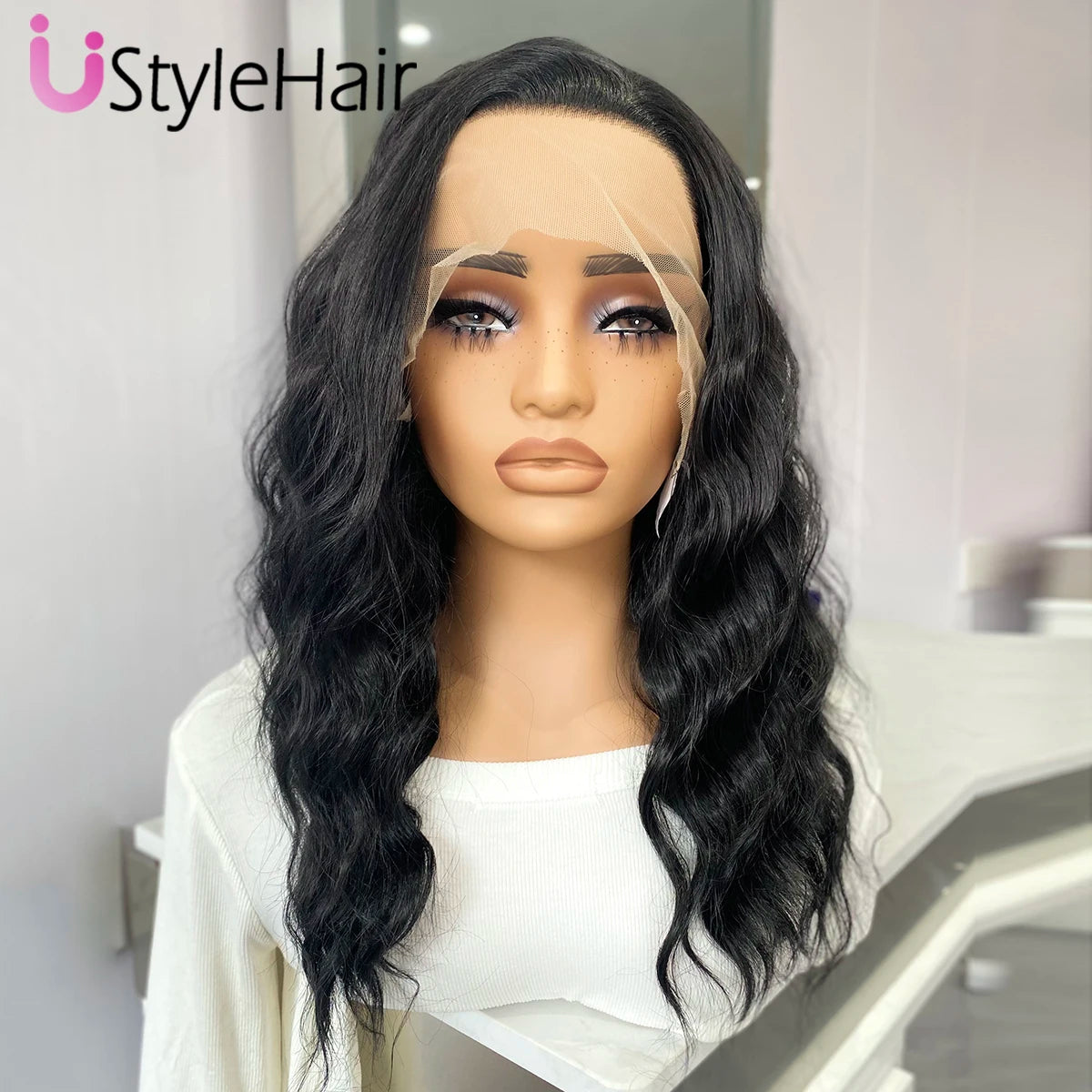 UStyleHair Brown Lace Front Wig Natural Looking 12Inches Short Wave Wig Heat Resistant Synthetic Hair Daily Use Cosplay Wig