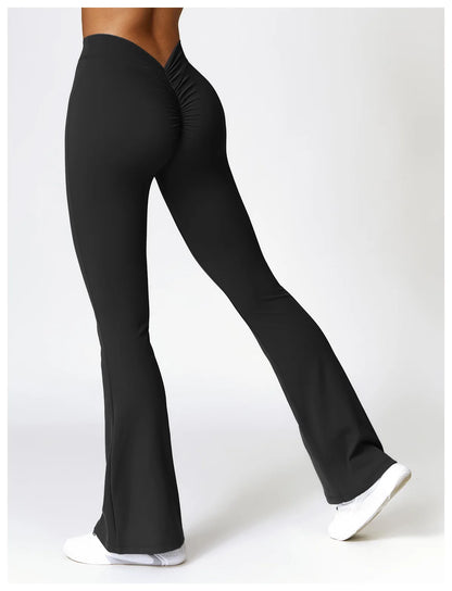 Gym Fitness Sports Flared Pant Dance Trousers Women V-shaped Hip Yoga Pants Flare Leggings Women High Waist Wide Leg Pants Women