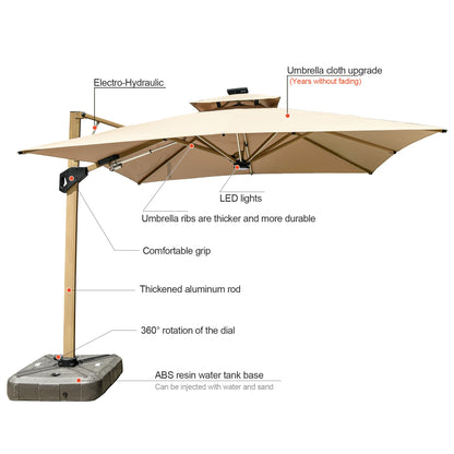 Sun Umbrella, Outdoor Furniture, with Solar LED Lights, Outdoor Umbrella Furniture Set, Sun Protection and Rain Protection