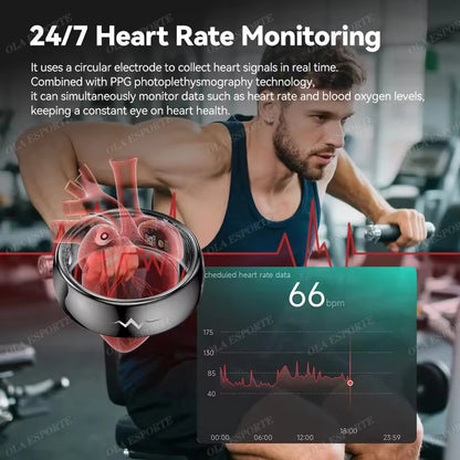 New ECG Smart Ring Men Women Bluetooth Blood Heart Rate Blood Oxygen Health Monitoring Multi Sports 5ATM Waterproof smartring
