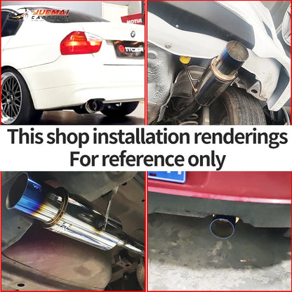 Car Exhaust Pipe Modified Parts HKS Muffler Straight Tailpipe Universal Outlet 89MM Glossy Silver Blue Stainless 51 63 76mm Fit