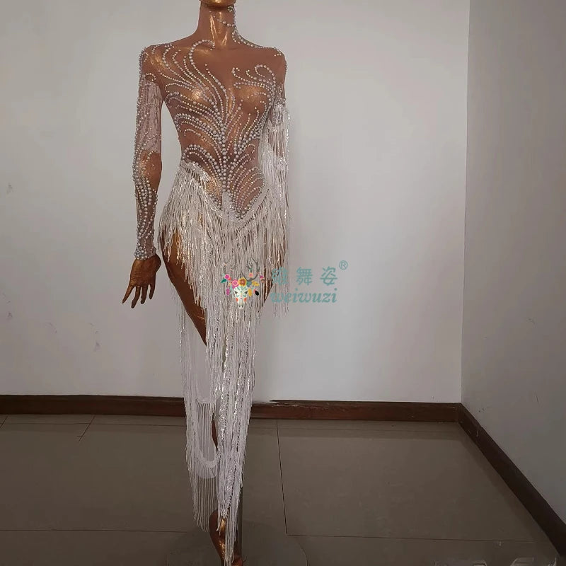 Latin Dance Costume for Adults and Child Customized Senior AB Stones Fringe Dresses Team Latin Professional Performance Clothing