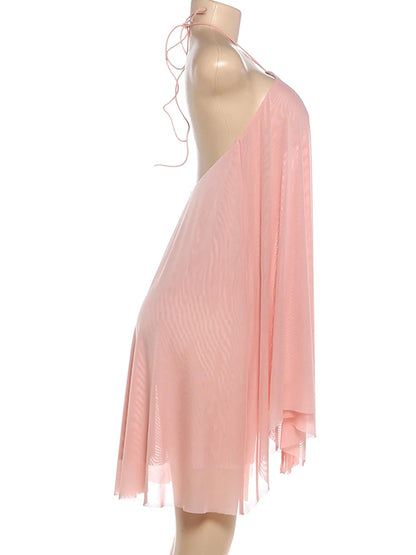 Sisterlinda Halter Dress Women Asymmetrical Hem Bandage Sleeveless Backless Solid Beach Party Sexy 2026 Summer New Trend Bodycon