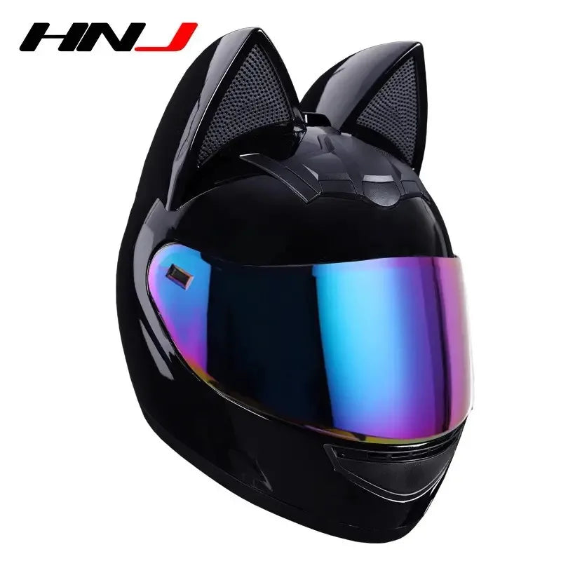 Capacete Casque Moto Motorcycle Full Face Helmet Women Moto Ear Helmets Personality Motorbike Helmet Cat Ear Helmet Motocross