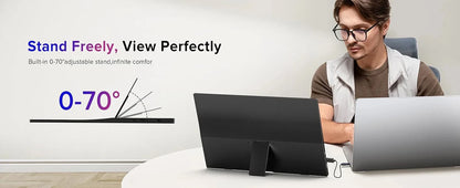 AHXJKA 15.6” Portable Monitor 60HZ IPS USB-C HDMI 250Cd/m² For Laptop XBox PS4 / 5 Switch TV Cell Phone PC Extension Mobile