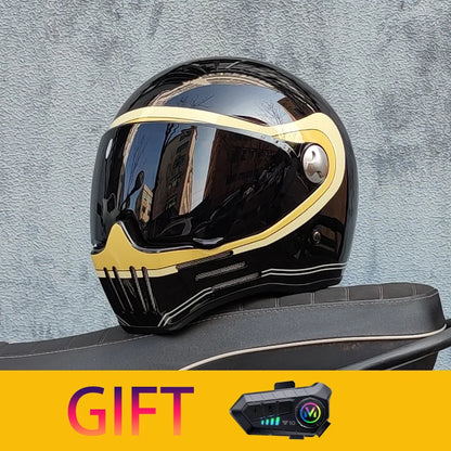 Retro motorcycle helmet Casco cruising motorcycle rider modular helmet full helmet with Bluetooth earphones included ORZ-728