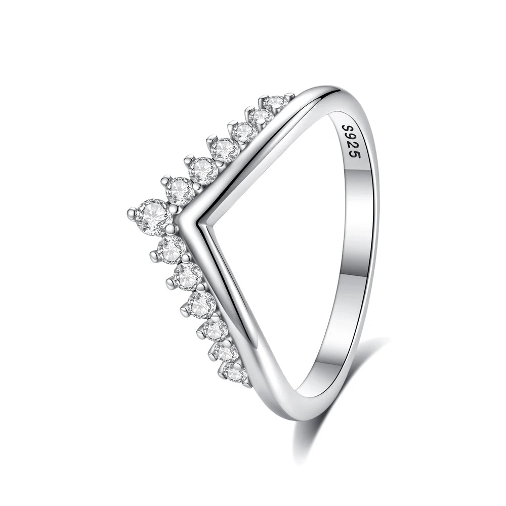Original 925 Sterling Silver Ring Love Heart Pave CZ Crystal Stackable Rings For Women Wedding Engagement Birthday Gift Jewelry