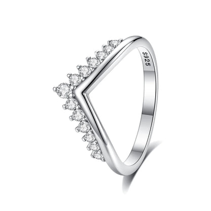 Original 925 Sterling Silver Ring Love Heart Pave CZ Crystal Stackable Rings For Women Wedding Engagement Birthday Gift Jewelry