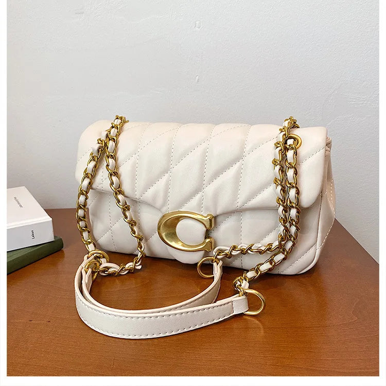 Luxury Fashion Women's Chain Handbag PU Leather Girls Shoulder Messenger Bag Brand lightweight Commuting Bag Tassel Square Bag