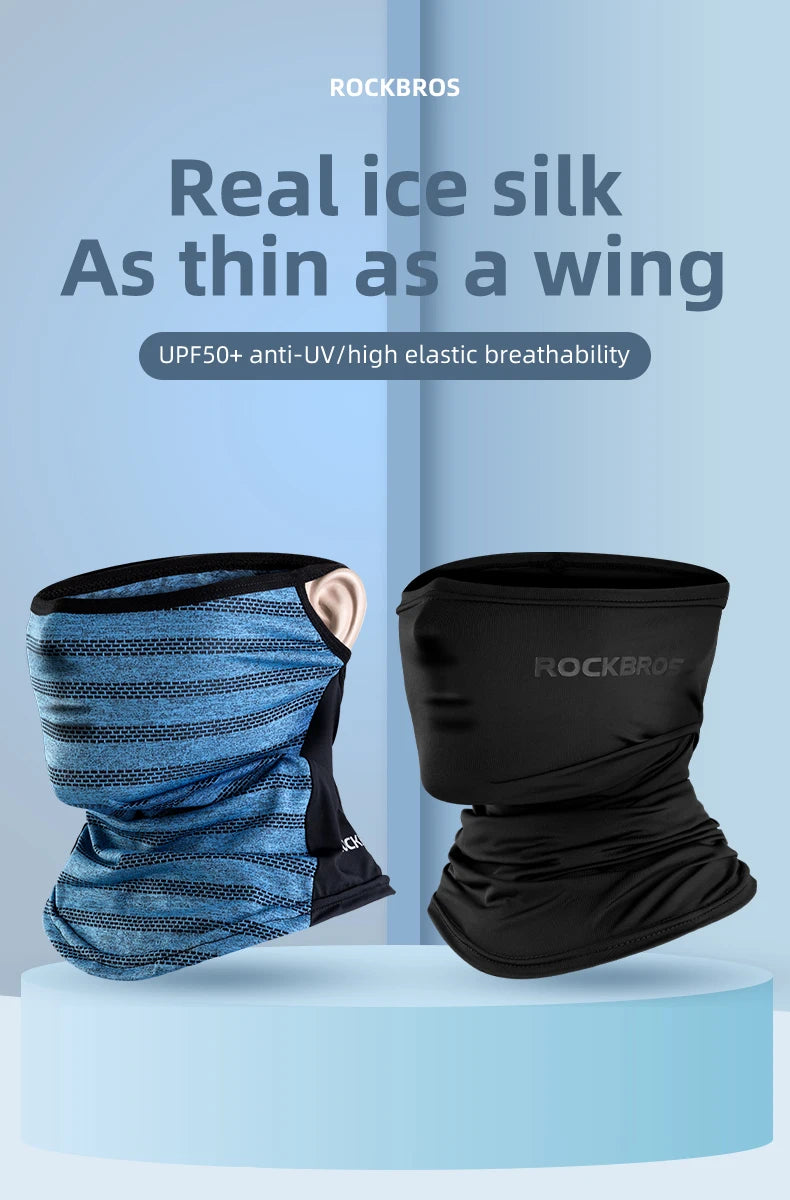 ROCKBROS Summer Face Scarf Neck Sun Protection Silk Cycling Headwear Motorcycle Scooter MTB Road Cycling Mask Breathable Bandana
