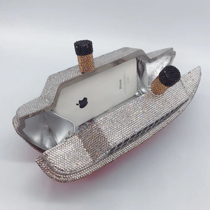 XIYUAN Ship Crystal Clutch Purse Red Blue Gold Women Gems Evening Party Bag Wedding Bridal Minaudiere Purses Rhinestones Handbag