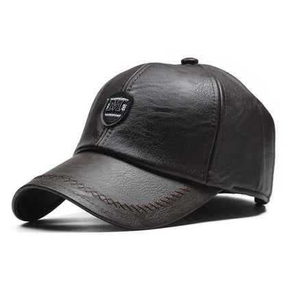 Fashion Outdoor Sports Leather Baseball Caps Autumn Winter Adjustable Thermal Hats Dad Hats Men Women
