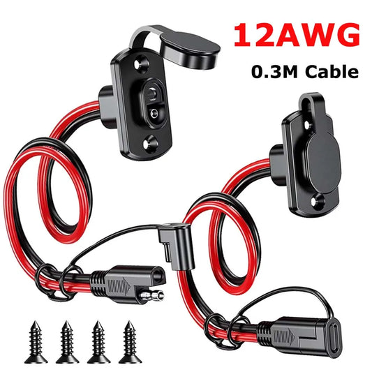 1/2Sets SAE Quick Connector Harness SAE Adapter Male Plug to Female Socket Cable 12AWG SAE Extension Cable Waterproof ForCharger
