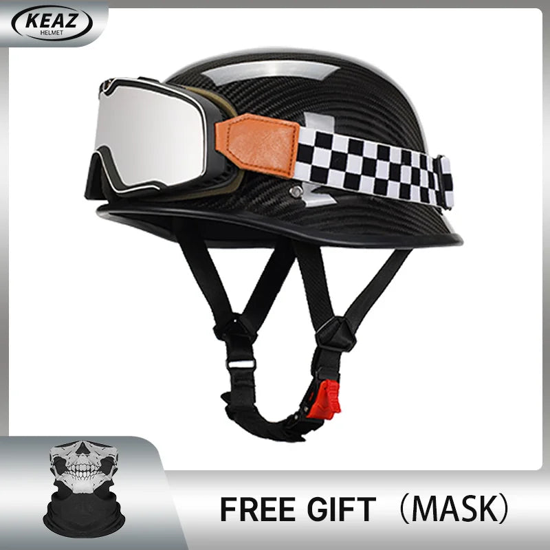 Newest Trend Motocycle Helmets Carbon Fiber Half Face Helmet Ultra Lightweight Carbon Shell Safety Cap DOT Approved 1/2 Helmet