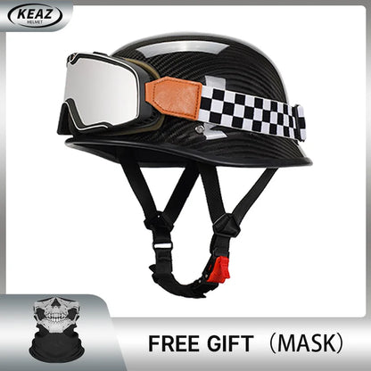Newest Trend Motocycle Helmets Carbon Fiber Half Face Helmet Ultra Lightweight Carbon Shell Safety Cap DOT Approved 1/2 Helmet