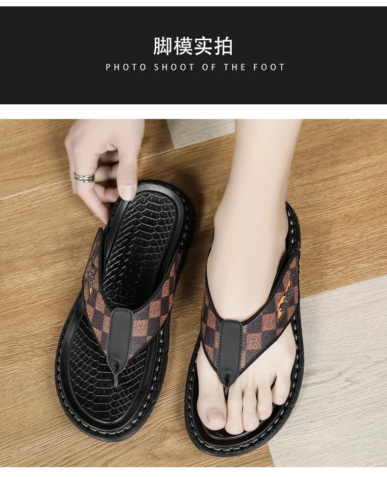 Men's high-quality beach shoes summer outdoor casual flip-flops sandals soft-sole non-slip comfort fashion dual-purpose slippers
