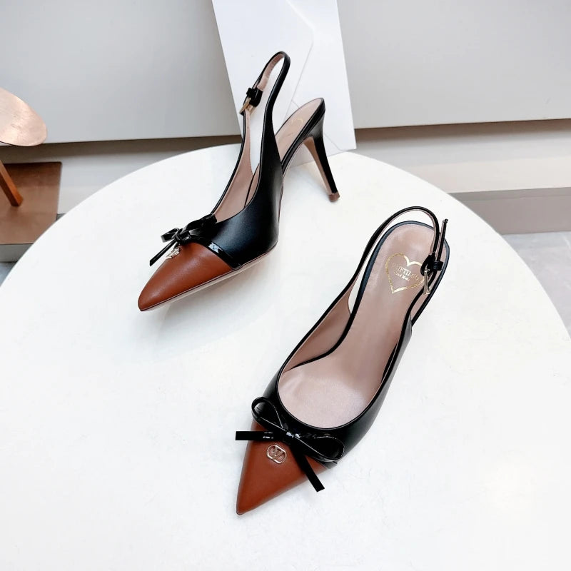 Heels Sandals Gladiator Summer Luxury Brand 2026 Bow Women High Heels Pointed Toe Designer Elegant Slingbacks Party Ladies Shoes