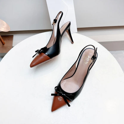 Heels Sandals Gladiator Summer Luxury Brand 2026 Bow Women High Heels Pointed Toe Designer Elegant Slingbacks Party Ladies Shoes