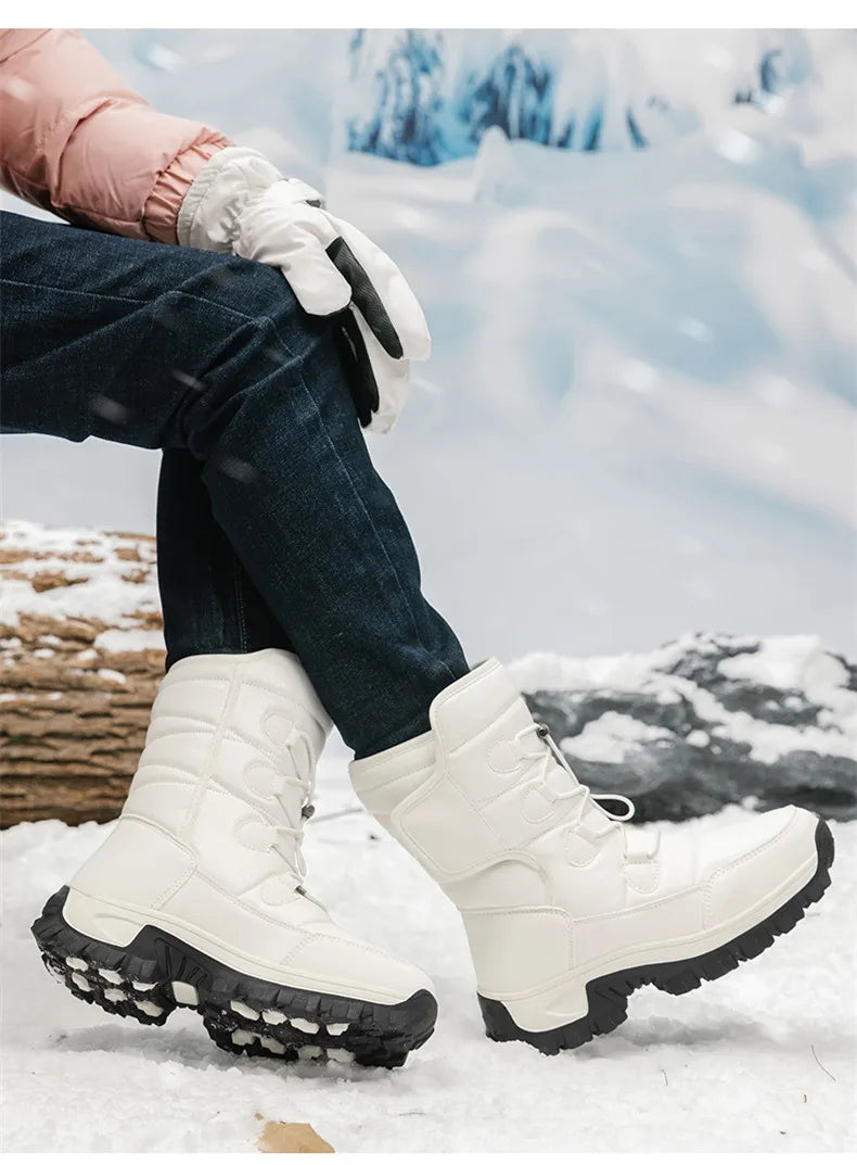 New Warm Plush Women's Snow Boots Fashion Outdoor Women Boots Platform Anti-Slip Hiking Boots Waterproof Winter Warm Ankle Boots