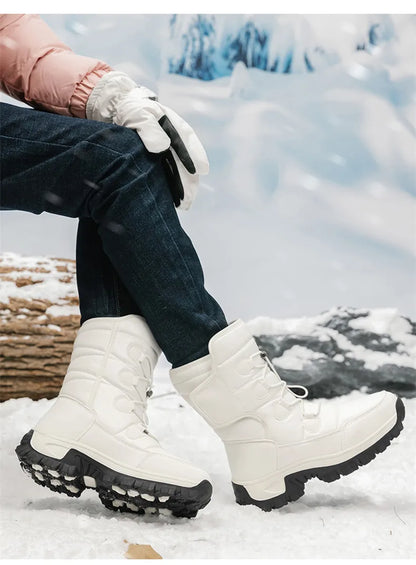 New Warm Plush Women's Snow Boots Fashion Outdoor Women Boots Platform Anti-Slip Hiking Boots Waterproof Winter Warm Ankle Boots