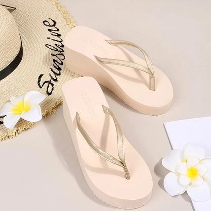 Summer Wedge Flip Flops for Women 2025 Fashion Clip Toe Platform Slippers Woman Lightweight Thick Bottom Non Slip Beach Sandals