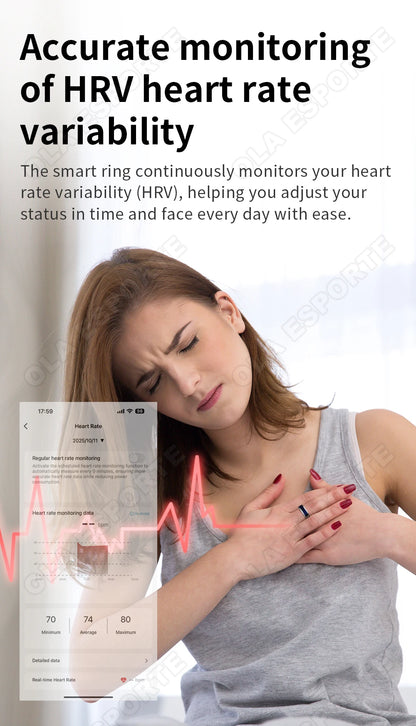 Display Screen Smart Ring Bluetooth Connection Heart Rate Sleep Monitoring Multi-function Ring Multiple Sports Modes Waterproof