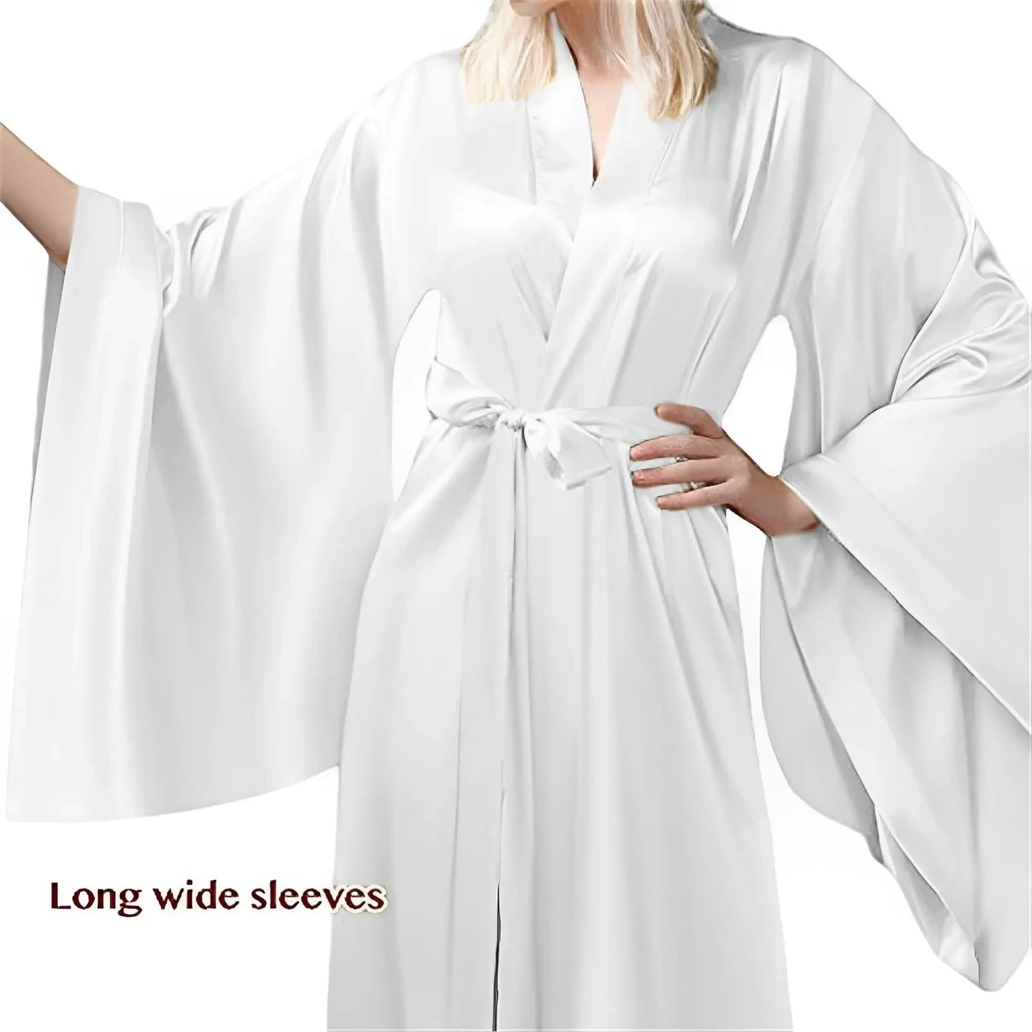 Modern Silk Nightdress Women Bridal Belt Night Dresses Sexy Gloss Wide Sleeve Sleepwear Nightwear Sand Boudoir Dress Plus Size