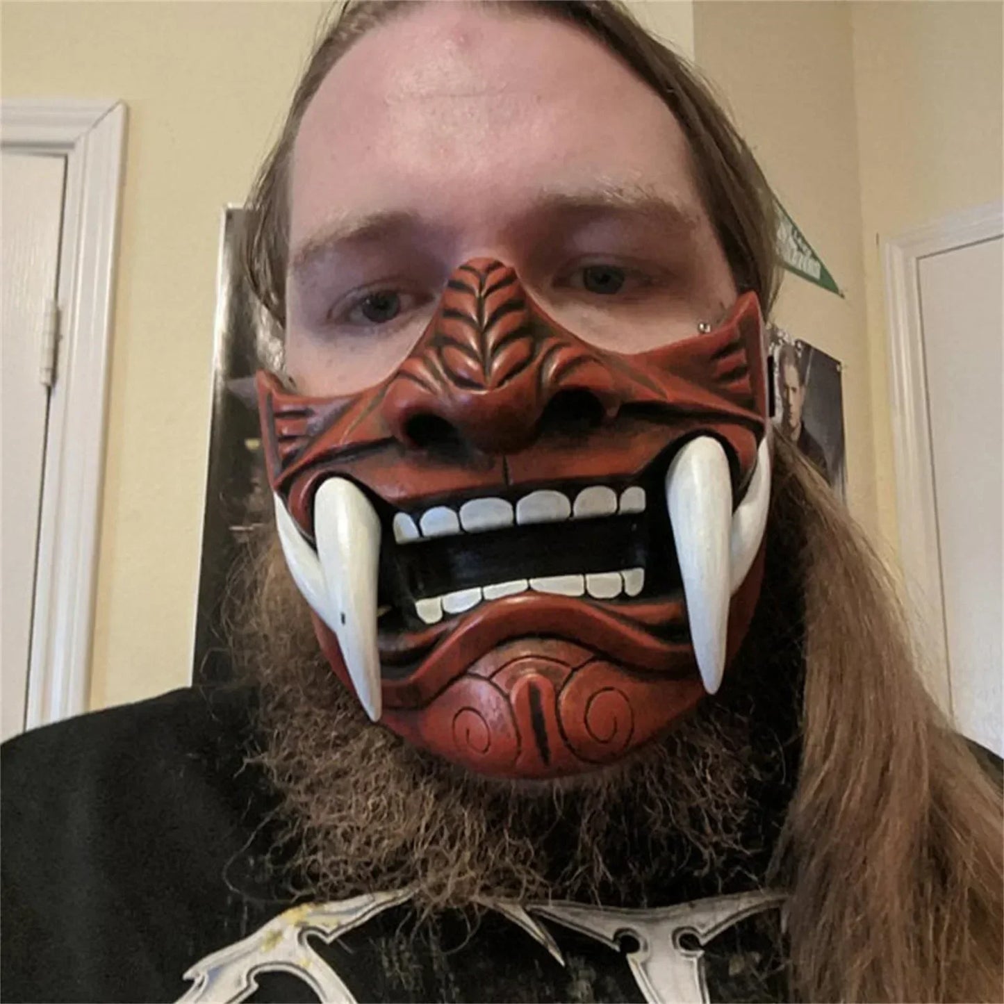 Halloween Japanse Samurai Oni Demon Masker Plastic Maskers Party Kostuum Rekwisieten Demon Samurai Cosplay Horror Prajna