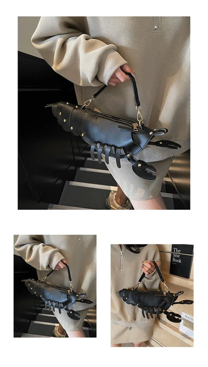 Young Girls Lobster Shape Crossbody Bag Solid Color Pu Leather Handbag Cute Creative Funny Bag Casual Toy Cross Body Phone Bag