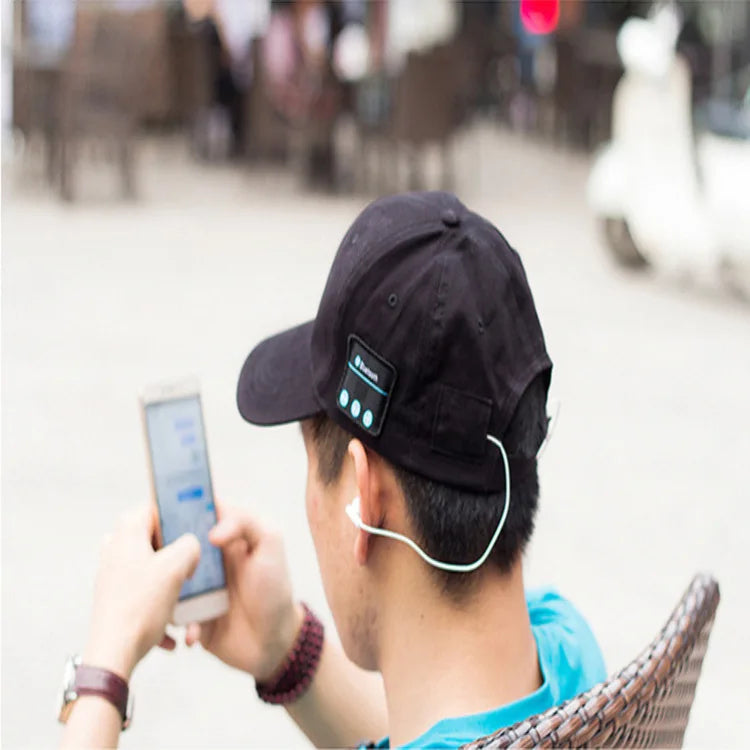 Outdoor Sports Baseball Cap with Visor Wireless Bluetooth Hands-free Music Headphone Hat