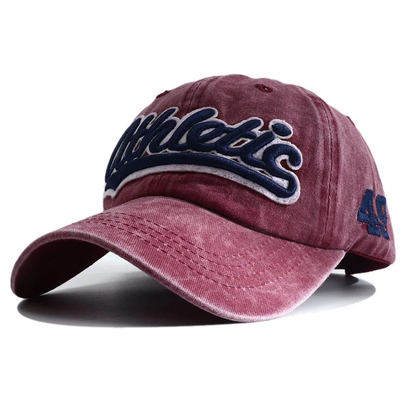 Athletic Letter Embroidery Baseball Cap Retro Washed Cotton Peaked Hat Hip Hop Trucker Dad Caps Fashion Sun Hats for Women Men