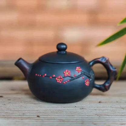Jianshui Purple Pottery Teapot for Tea Making, Household Ceramic Single Pot, Chinese Retro Style Plum Blossom Teapot, Xishi Teap