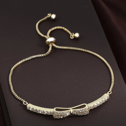 ZAKOL Fashion Bow Zirconia Crystal  Adjustable Bracelet & Bangle for Women Brilliant CZ Party Jewelry