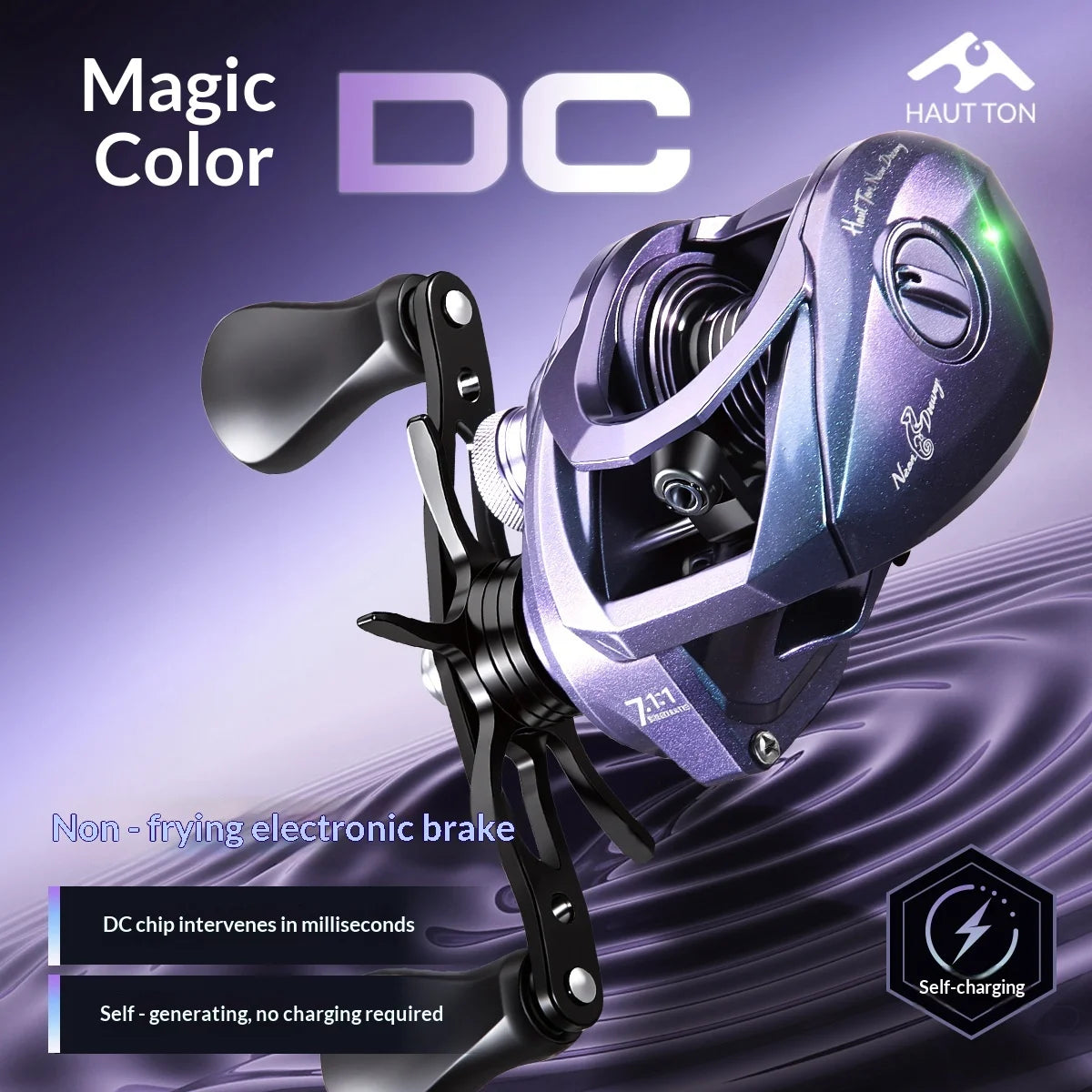 DC Intelligent Baitcasting Reel, Electronic Electromagnetic Brake Anti-Backlash Low Noise Long Cast Fishing Reel w/ Metal Wrench