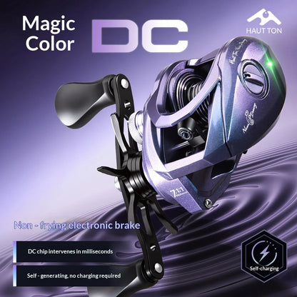 DC Intelligent Baitcasting Reel, Electronic Electromagnetic Brake Anti-Backlash Low Noise Long Cast Fishing Reel w/ Metal Wrench