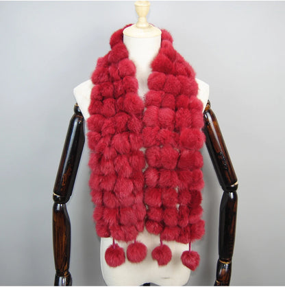 Women Winter Warm Real Rabbit Fur Scarf Hot Sale Natural Rabbit Fur Muffler 2025 Lady 100% Genuine Fur Scarves Wholesale Retail