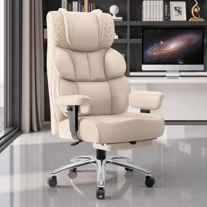Office Desk Chair, Big and Tall Leather Gaming Chair with Footrest, Wide Ergonomic Comfy Executive High-Back, Customized