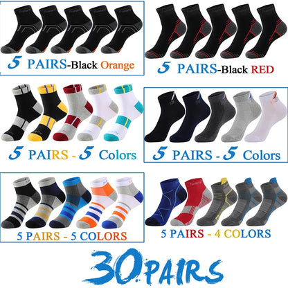 5 Pairs/Lot Mens Running Socks Casual Outdoor Sports Cotton Orange Red Stripes Compression Black 15 Styles Travel Hot Sale 2024
