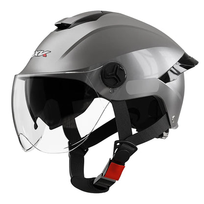 Summer impact protection safety open face motorbike helmet motorcycle short lens ordinary tail wing black