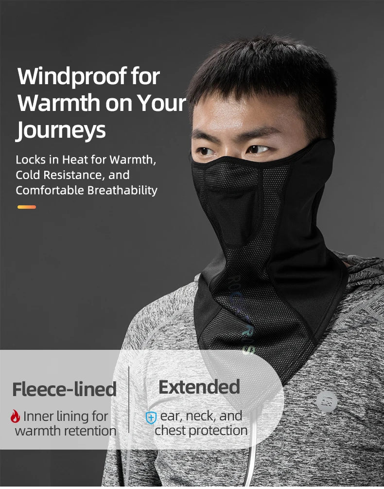 ROCKBROS Winter Warm Bike Full Face Mask Breathable Windproof Fleece MTB Road Bicycle Scarf Masks Ski Motorcycle Cycling Mask