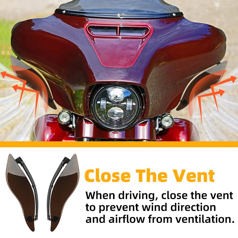 Motorcycle Adjustable Side Wing Windshield Smoke Air Deflector For Harley Touring Ultra Limited Electra Street Glide 2014-2023