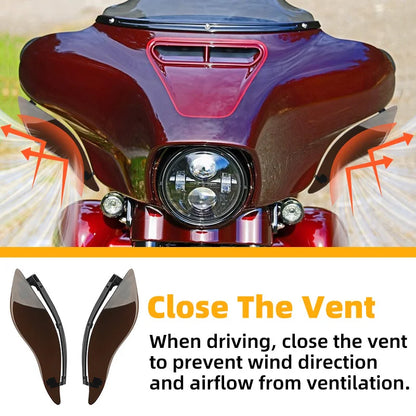 Motorcycle Adjustable Side Wing Windshield Smoke Air Deflector For Harley Touring Ultra Limited Electra Street Glide 2014-2023