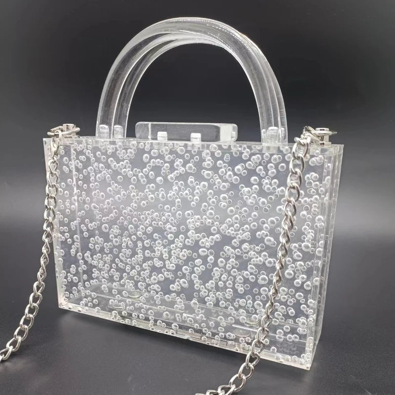 Acrylic Bubble Transparent Bag New Trendy Evening Clutch Handbag Designer Luxury Brand Bags Square Women's Shoulder Tote Wallet
