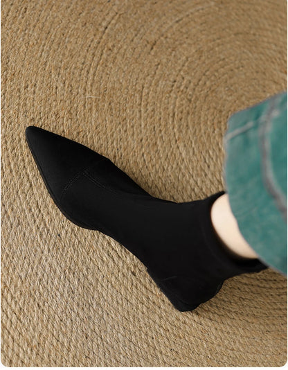 Autumn Vintage Suede Women Ankle Boots Ladies Concise Pointed Toe Thick Heel Short Botas Zapatos De Mujer