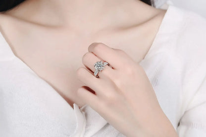 18K White Gold 1-2 Carat Moissanite Ring for Women Platinum Pt950 Spinning Rose Romantic Ring Luxury Wedding Bands Fine Jewelry