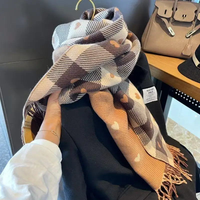 Unisex Cashmere Feel Scarf Winter Warm Soft Neck Wrap for Men Women All-Match Outdoor Hiking Scarf Decorate The Gift