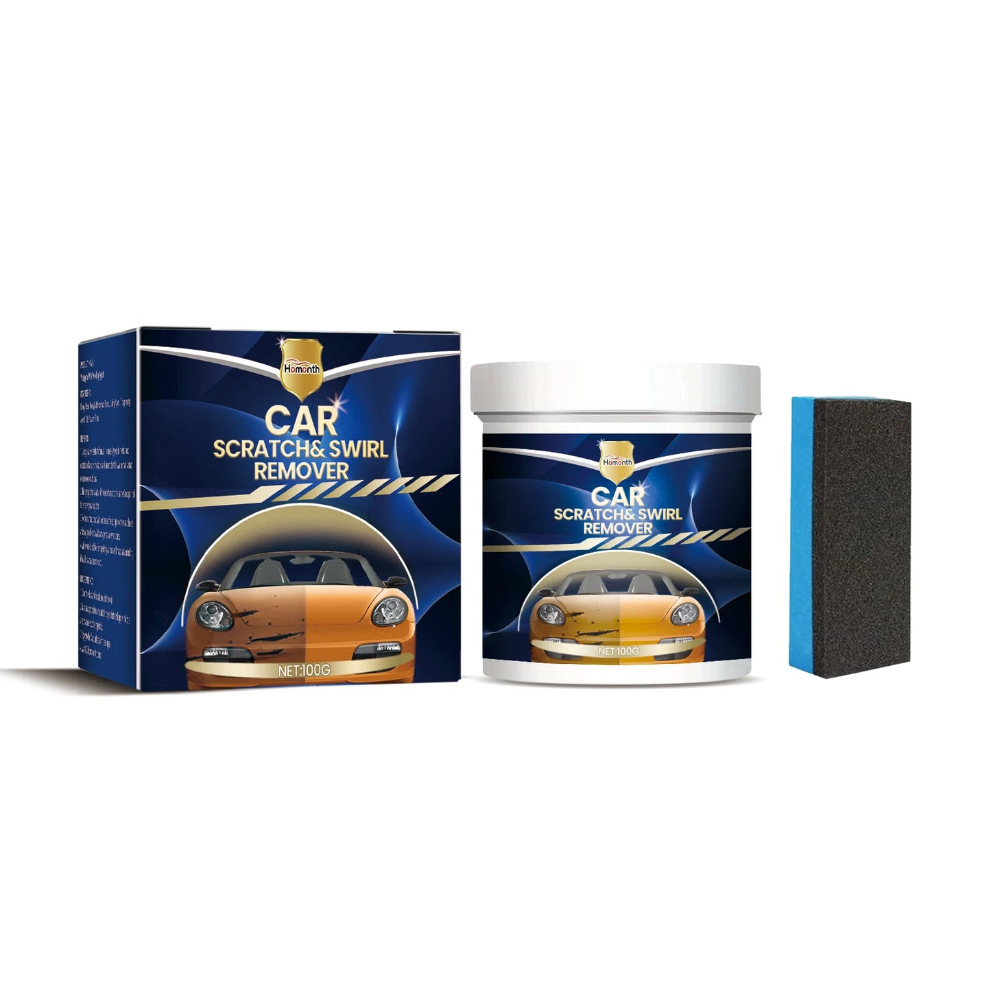 Homonth Car Wax Scratch Swirl Remover Solvent Car Polish Car Polish Solvent 100g Car Wax With Sponge For Repair Paint Scratches